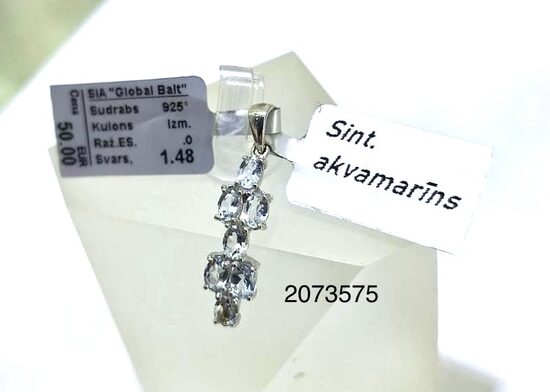 Sudraba kulons ar sint.akvamarīnu -60%